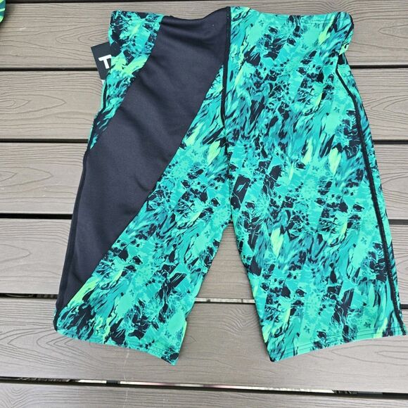 TYR Durafast Elite Swimsuit Glisade Men’s Jammer Black/ Green Splice Sz 32 NEW - Picture 2 of 3
